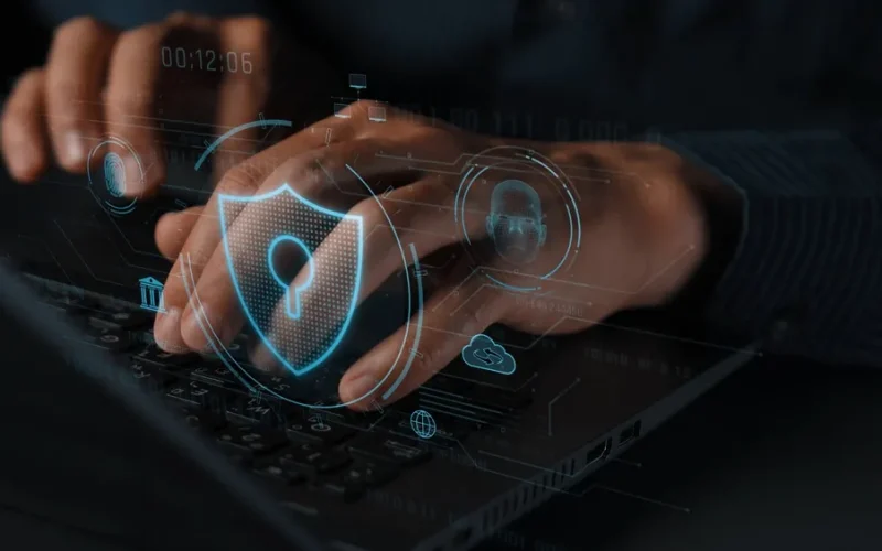Cyber,Security,Interface,With,Biometric,And,Ai-powered,Protection,System.,Cyber